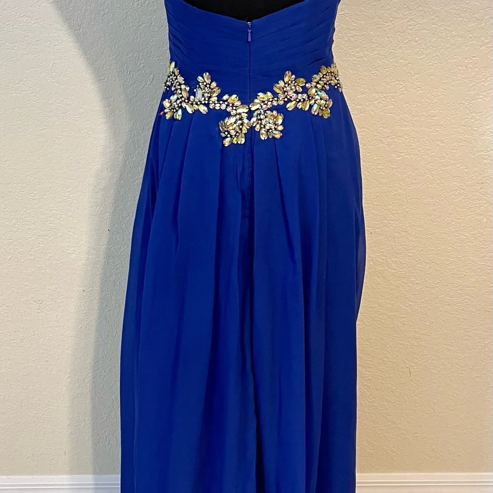 Blush Prom by Alexia Long Royal Blue Strapless Dress With Rhinestone Bustier - 4 - Picture 7 of 11